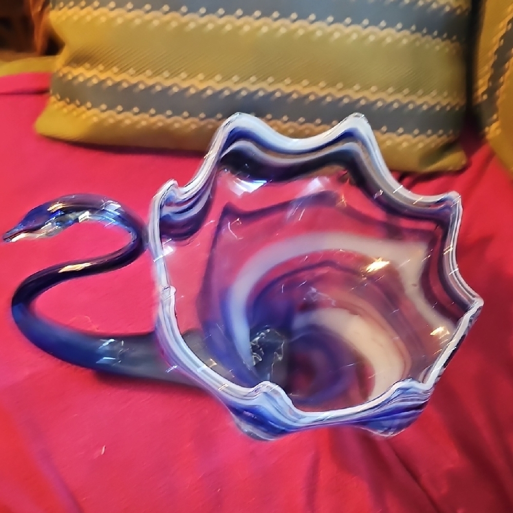Elegant Blue Glass Art Piece